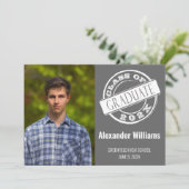 Simple Gray Foto Graduation Party Einladung (Stehend Vorderseite)