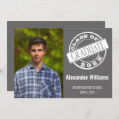 Simple Gray Foto Graduation Party Einladung (Vorne/Hinten)