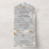 Simple Gray Gold Marble Agate Elegante All In One Einladung (Innen Boden)
