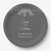 Simple Gray Line Art Eucalyptus Wedding Napkins Pappteller (Vorderseite)