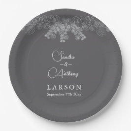 Simple Gray Line Art Eucalyptus Wedding Napkins Pappteller