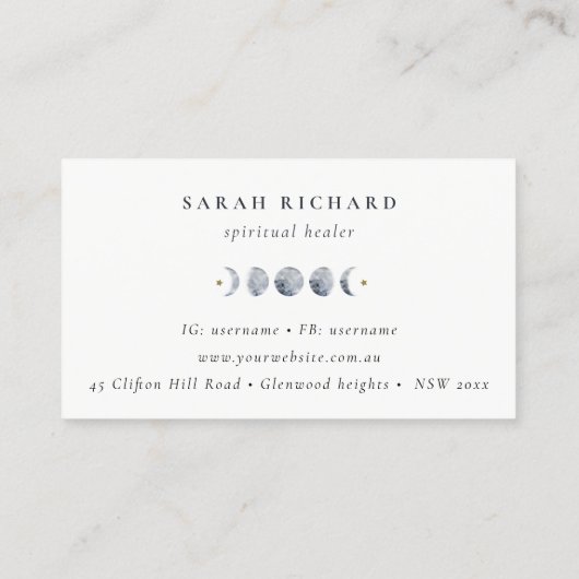 Simple Gray Lunar Celestial Moon Phase Ernennung Visitenkarte (Rückseite)