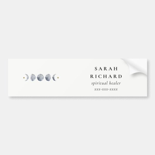 Simple Gray Lunar Celestial Moon Phase Wasserfarbe Autoaufkleber (Vorne)