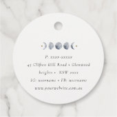 Simple Gray Lunar Celestial Moon Phase Wasserfarbe Geschenkanhänger (Rückseite)