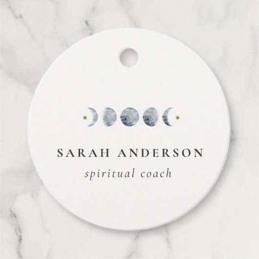 Simple Gray Lunar Celestial Moon Phase Wasserfarbe Geschenkanhänger (Vorderseite)