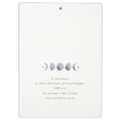 Simple Gray Lunar Celestial Moon Phase Wasserfarbe Klemmbrett (Rückseite)