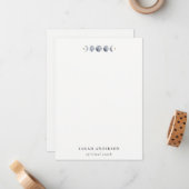 Simple Gray Lunar Celestial Moon Phase Wasserfarbe Mitteilungskarte (Vorderseite/Rückseite Beispiel)