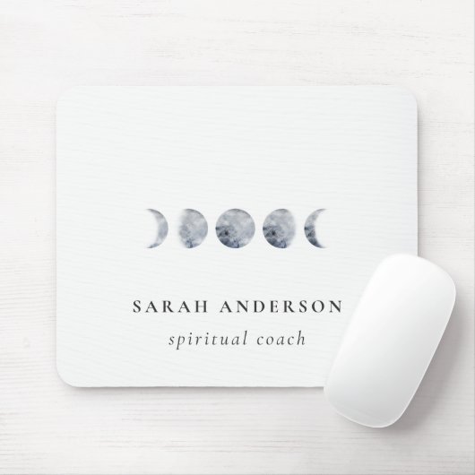 Simple Gray Lunar Celestial Moon Phase Wasserfarbe Mousepad (Mit Mouse)