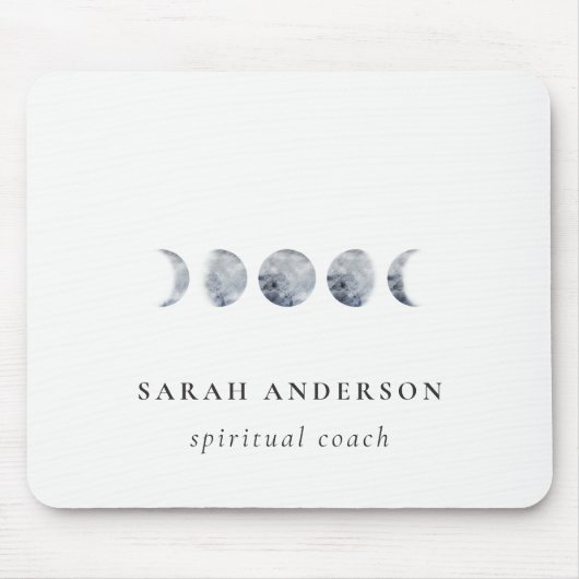 Simple Gray Lunar Celestial Moon Phase Wasserfarbe Mousepad (Vorne)