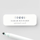 Simple Gray Lunar Celestial Moon Phase Wasserfarbe Namensschild (Beispiel)