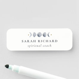 Simple Gray Lunar Celestial Moon Phase Wasserfarbe Namensschild