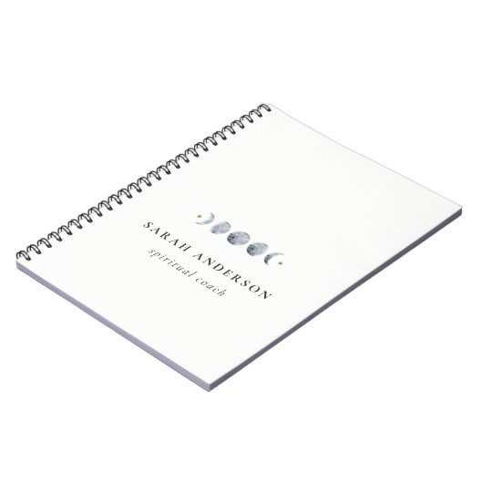 Simple Gray Lunar Celestial Moon Phase Wasserfarbe Notizblock (Linke Seite)