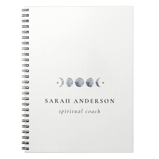 Simple Gray Lunar Celestial Moon Phase Wasserfarbe Notizblock (Vorderseite)