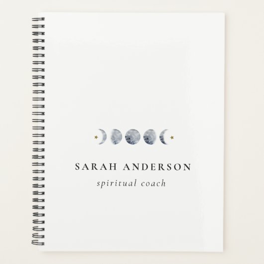 Simple Gray Lunar Celestial Moon Phase Wasserfarbe Planer (Vorderseite)