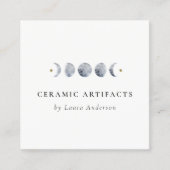 Simple Gray Lunar Celestial Moon Phase Wasserfarbe Quadratische Visitenkarte (Vorderseite)