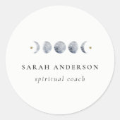 Simple Gray Lunar Celestial Moon Phase Wasserfarbe Runder Aufkleber (Vorderseite)