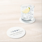 Simple Gray Lunar Celestial Moon Phase Wasserfarbe Runder Pappuntersetzer (Vor Ort)