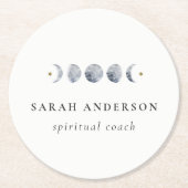 Simple Gray Lunar Celestial Moon Phase Wasserfarbe Runder Pappuntersetzer (Vorderseite)