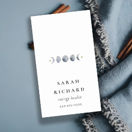 Simple Gray Lunar Celestial Moon Phase Wasserfarbe Visitenkarte