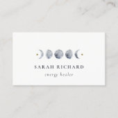 Simple Gray Lunar Celestial Moon Phase Wasserfarbe Visitenkarte (Vorderseite)