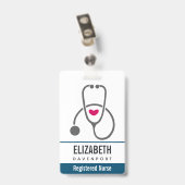 Simple Gray Nursing Stethoscope Ausweis (Rückseite mit Clip)