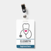 Simple Gray Nursing Stethoscope Ausweis (Vorderseite mit Clip)