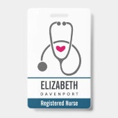 Simple Gray Nursing Stethoscope Ausweis (Rückseite)