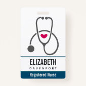 Simple Gray Nursing Stethoscope Ausweis (Rückseite)