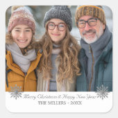 Simple Gray Snowflakes ein Foto Quadratischer Aufkleber (Vorderseite)