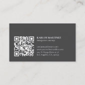 Simple Gray & White Immigration Attorney QR code Visitenkarte (Rückseite)