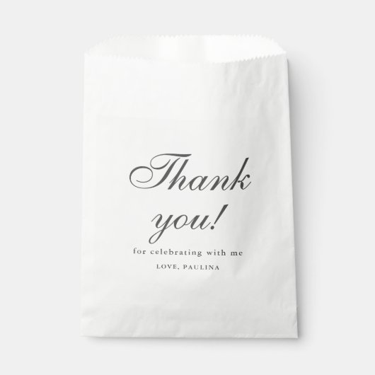 Simple Gray White Vielen Dank, Script Geschenktütchen (Vorderseite)