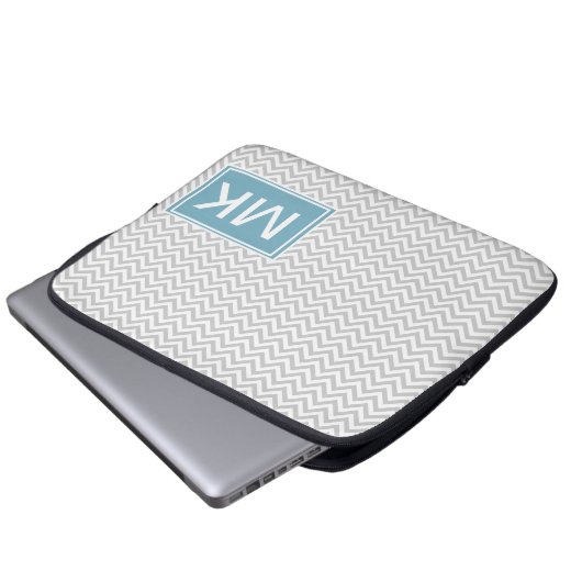 Simple Gray ZigZag Laptopschutzhülle (Vorne Knopf)