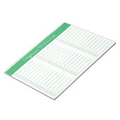 Simple Green 8.5x11 Three Column Checklist Notizblock (angewinkelt)