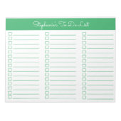 Simple Green 8.5x11 Three Column Checklist Notizblock (Vorderseite)