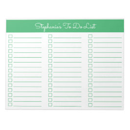 Simple Green 8.5x11 Three Column Checklist Notizblock