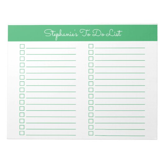 Simple Green 8.5x11 Two Column Checklist Notizblock (Vorderseite)