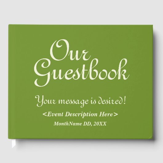 Simple Green and Beige Generic Event Guestbook Gästebuch (Vorderseite)