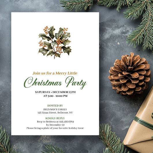 Simple Green And Gold Christmas Tree Holiday Card Einladung