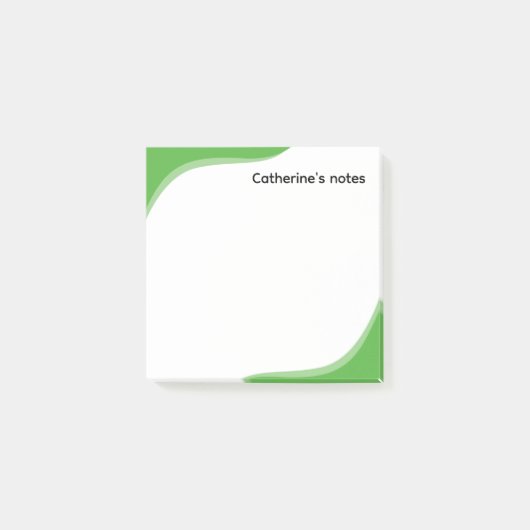 Simple green & black waves customizable post-it klebezettel (Vorderseite)