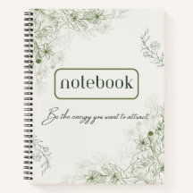 Simple green botanical notebook