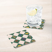 Simple green check with mushrooms rechteckiger pappuntersetzer (Vor Ort)