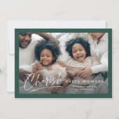 Simple Green Cherish Script 2 Foto Weihnachten Karte (Vorderseite)