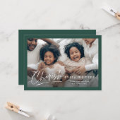 Simple Green Cherish Script 2 Foto Weihnachten Karte (Vorderseite/Rückseite Beispiel)
