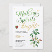 Simple Green Christmas Mistletoe Watercolor Script Einladung (Vorderseite)