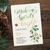 Simple Green Christmas Mistletoe Watercolor Script Einladung