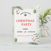 Simple Green Christmas Party Invitation Card Einladung (Stehend Vorderseite)