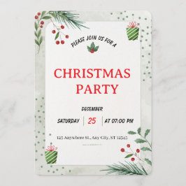 Simple Green Christmas Party Invitation Card Einladung