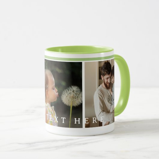 Simple green Custom  Photo Collage Tasse (VorderseiteRechts)