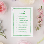 Simple Green Doodle Wedding Seating Chart Card Tischnummer