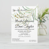 Simple Green Foliage Gold Glitzer Brautparty Einladung (Stehend Vorderseite)